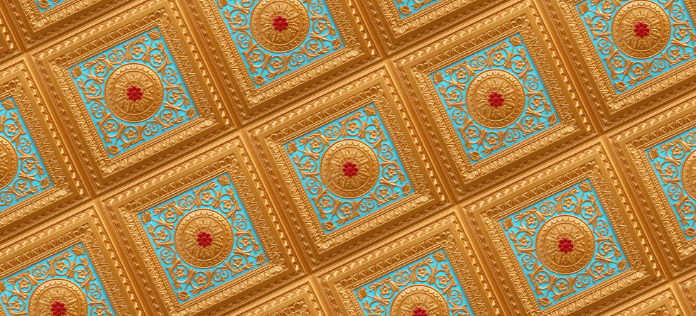 N104 Gold Sky Blue Nova Decorative Ceiling Tiles Antique Decor Banner