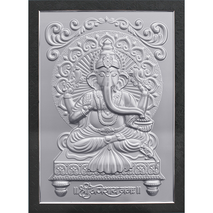 Metallic Silver Ganesh Wall Art Nova-decorative-ceiling-tiles-antique-decor